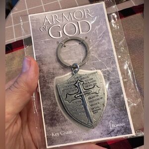 Roma Silver Armor of God Shield Key Chain